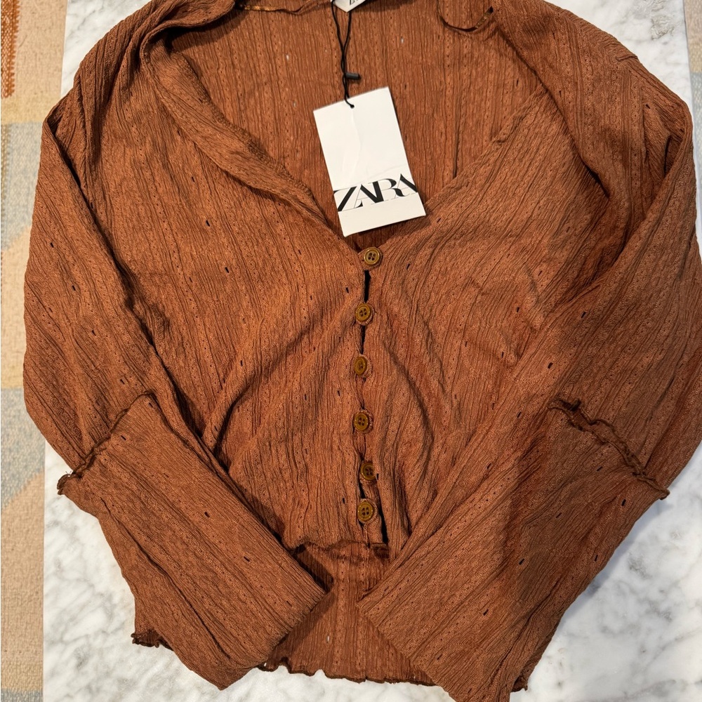 Zara Rust Button-Up Cardigan